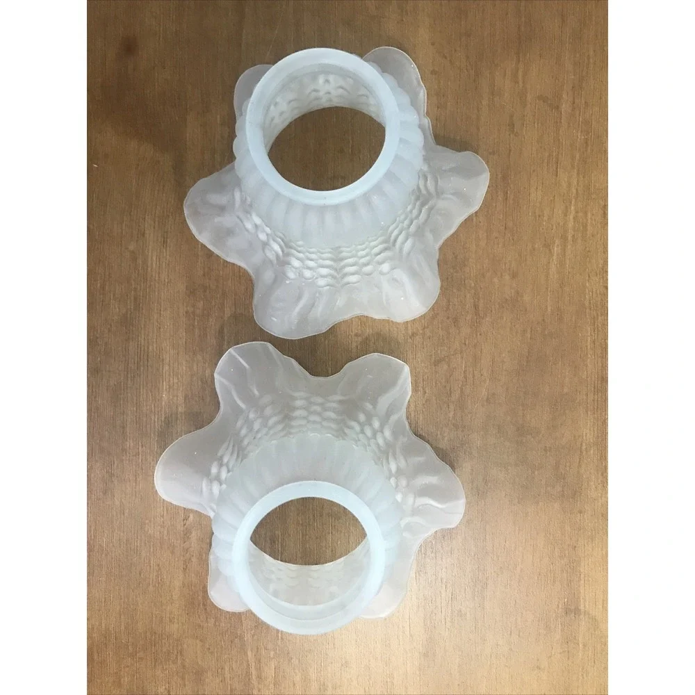 2 Frosted Glass Shade Globe Ruffled Replacement Ceiling Fan Vanity Light Fixture